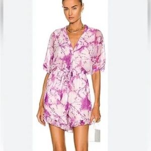 Rococo Sand Ava Lilac Tie dye Ruffled Romper Sz S $325